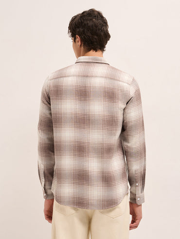 Men Herringbone Checked Design Regular Fit Casual Shirt TBH-ODE-BR