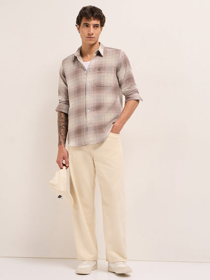 Men Herringbone Checked Design Regular Fit Casual Shirt TBH-ODE-BR