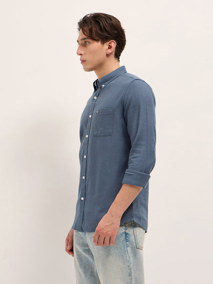 Men's Cotton Solid Slim Fit Casual Shirt TBH-PABLO-BL