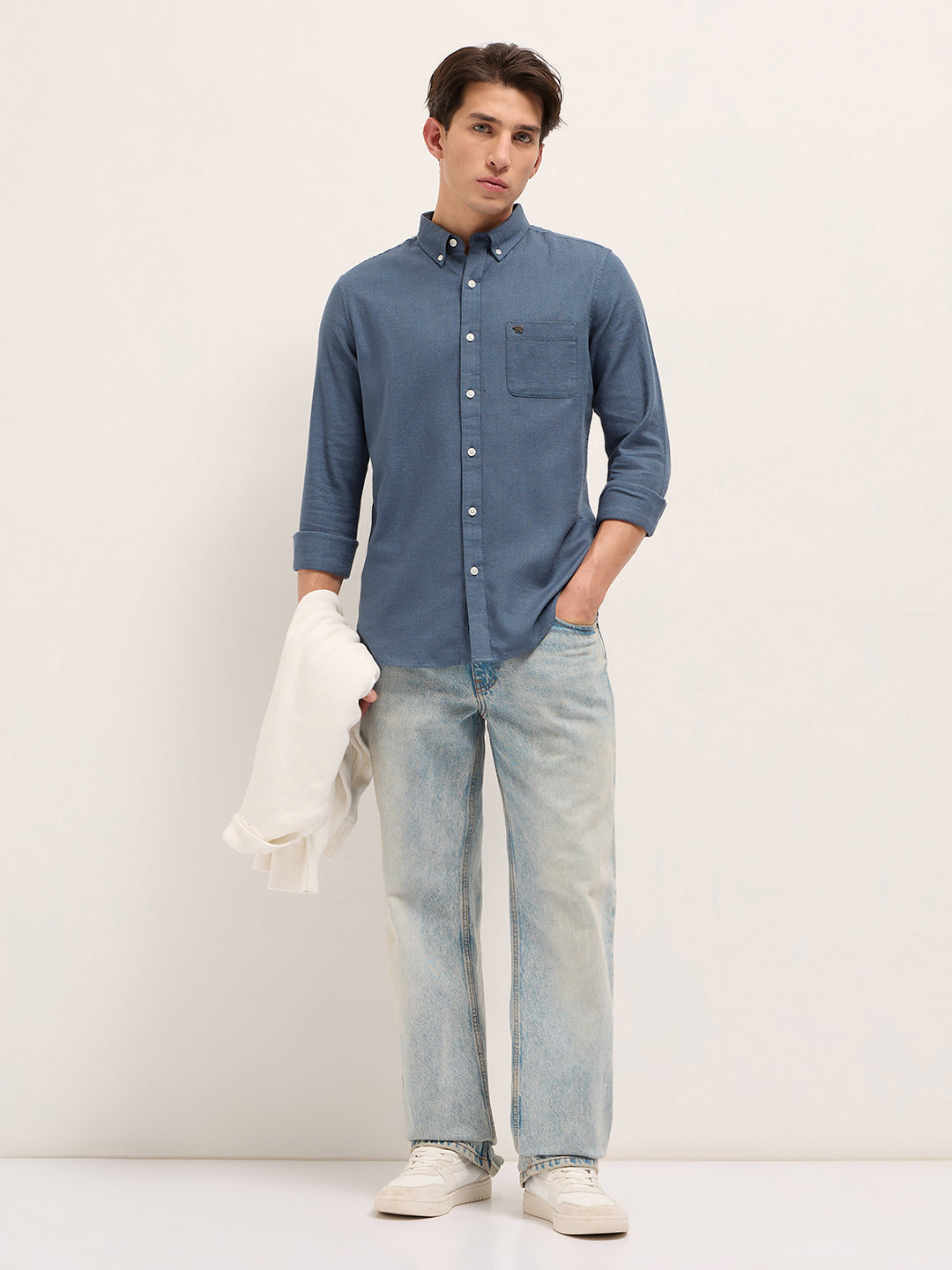 Men's Cotton Solid Slim Fit Casual Shirt TBH-PABLO-BL