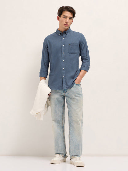 Men's Cotton Solid Slim Fit Casual Shirt TBH-PABLO-BL