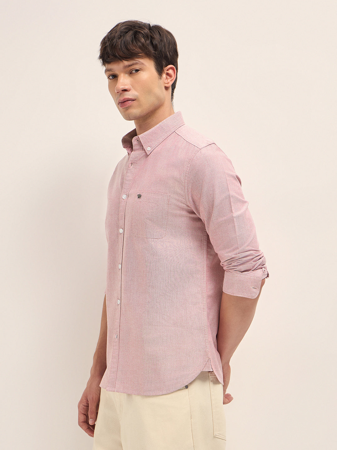 Men Cotton Solid Slim Fit Casual Shirt TBH-PIBLE-RD