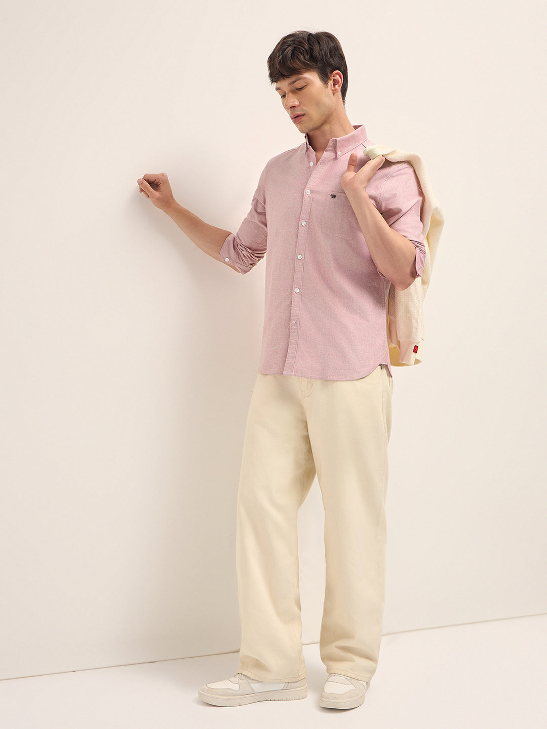 Men Cotton Solid Slim Fit Casual Shirt TBH-PIBLE-RD