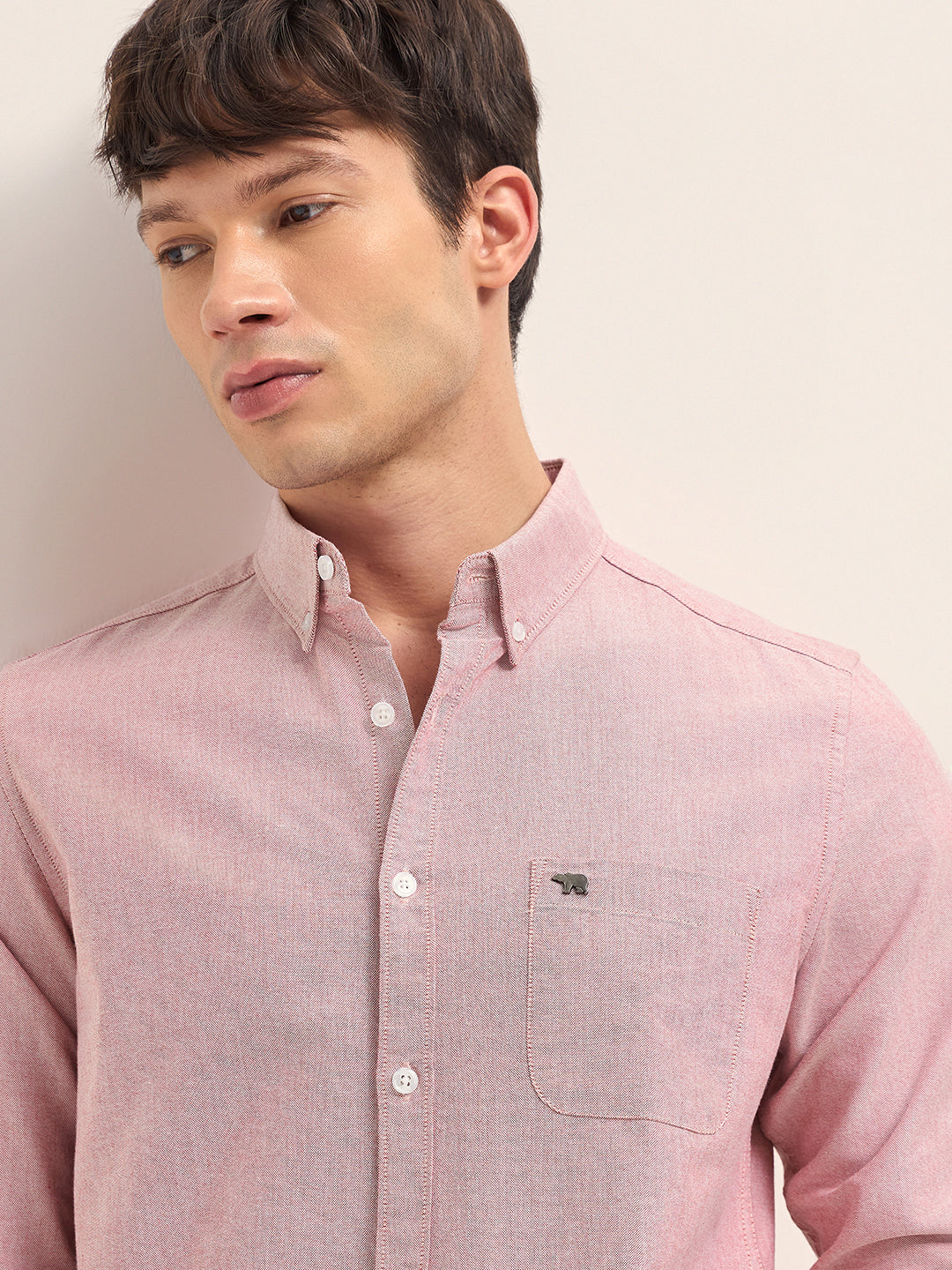 Men Cotton Solid Slim Fit Casual Shirt TBH-PIBLE-RD