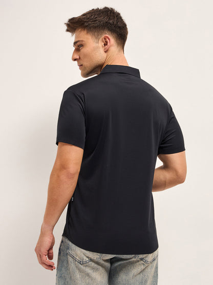 Men's Solid Slim Fit Water Repellent Performance Shirt TBH-PLOYER-BK