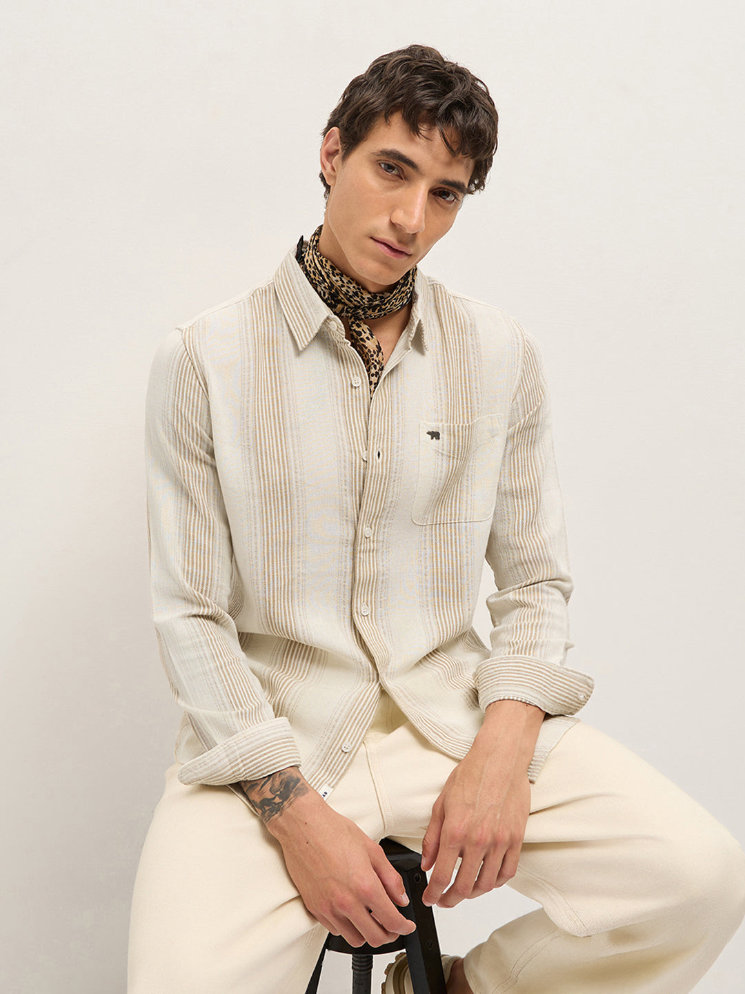 Men Woven Striped Slim Fit Casual Shirt TBH-RAEKO-CR