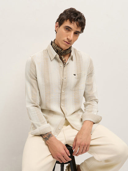 Men Woven Striped Slim Fit Casual Shirt TBH-RAEKO-CR