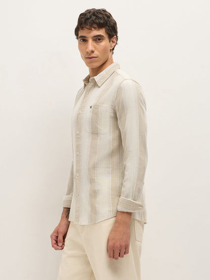 Men Woven Striped Slim Fit Casual Shirt TBH-RAEKO-CR