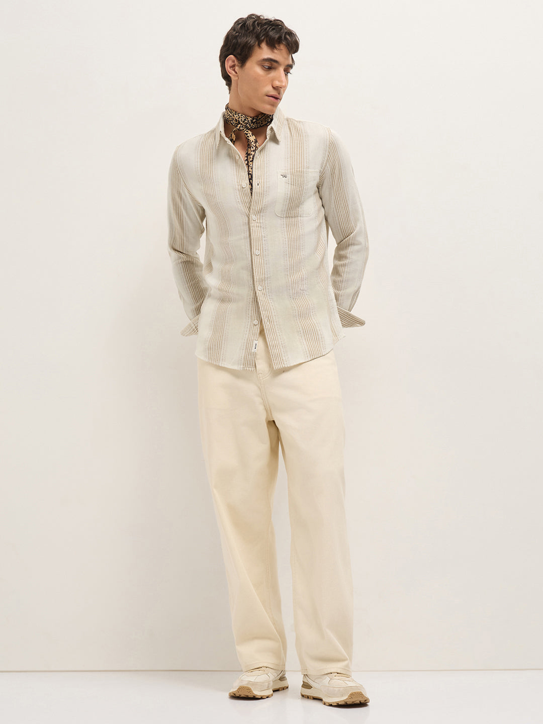 Men Woven Striped Slim Fit Casual Shirt TBH-RAEKO-CR