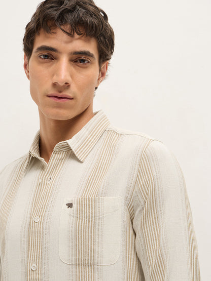 Men Woven Striped Slim Fit Casual Shirt TBH-RAEKO-CR