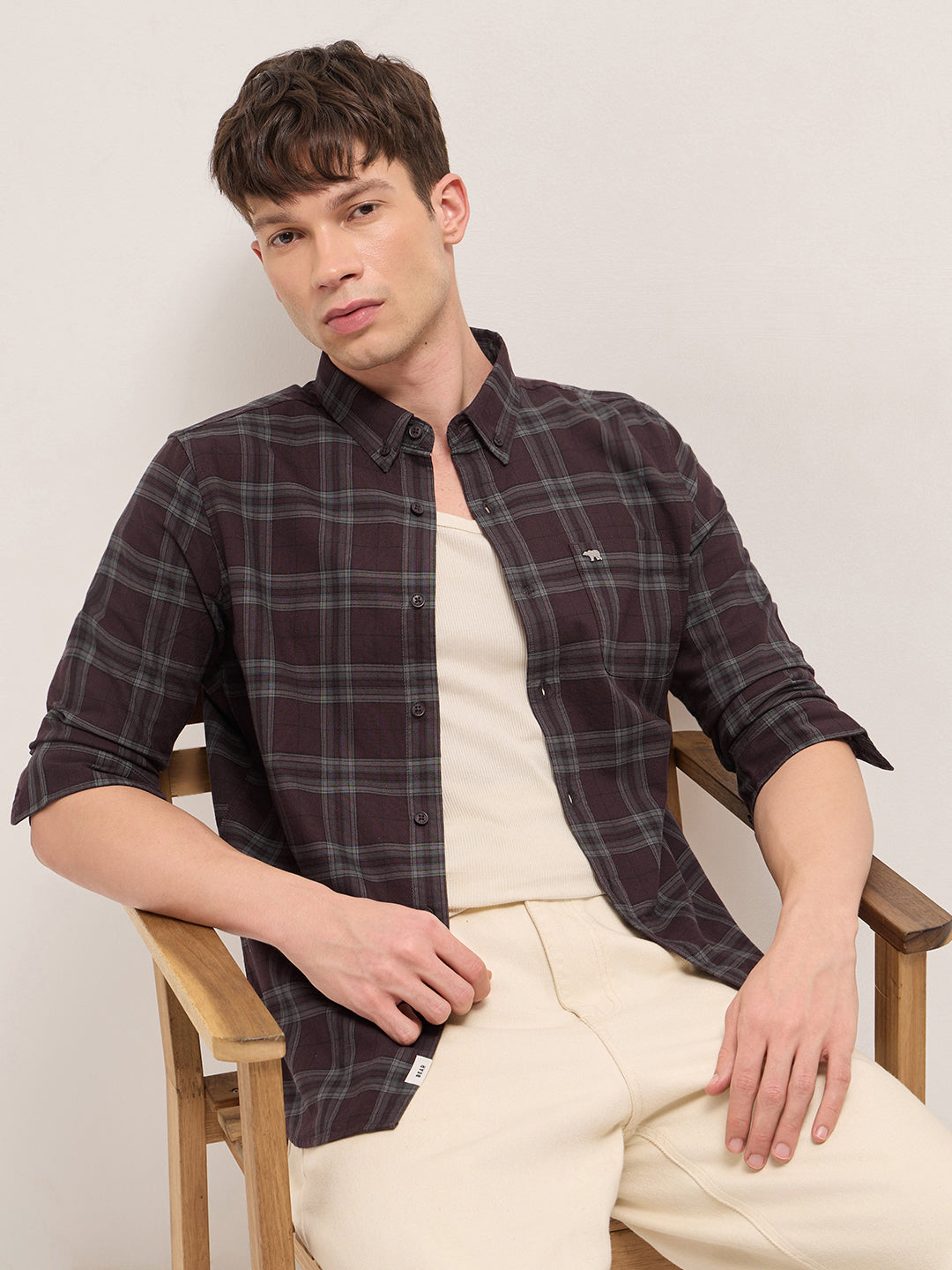 Men Cotton Checked Slim Fit Casual Shirt TBH-RAREN-MR