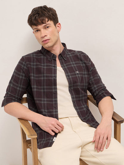 Men Cotton Checked Slim Fit Casual Shirt TBH-RAREN-MR