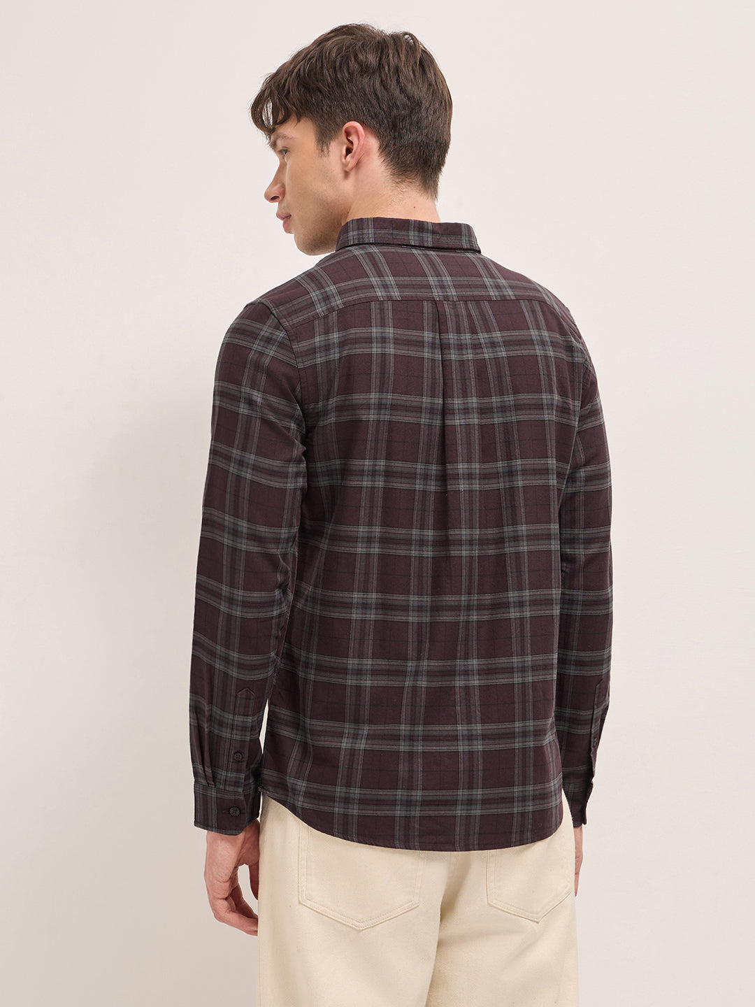 Men Cotton Checked Slim Fit Casual Shirt TBH-RAREN-MR