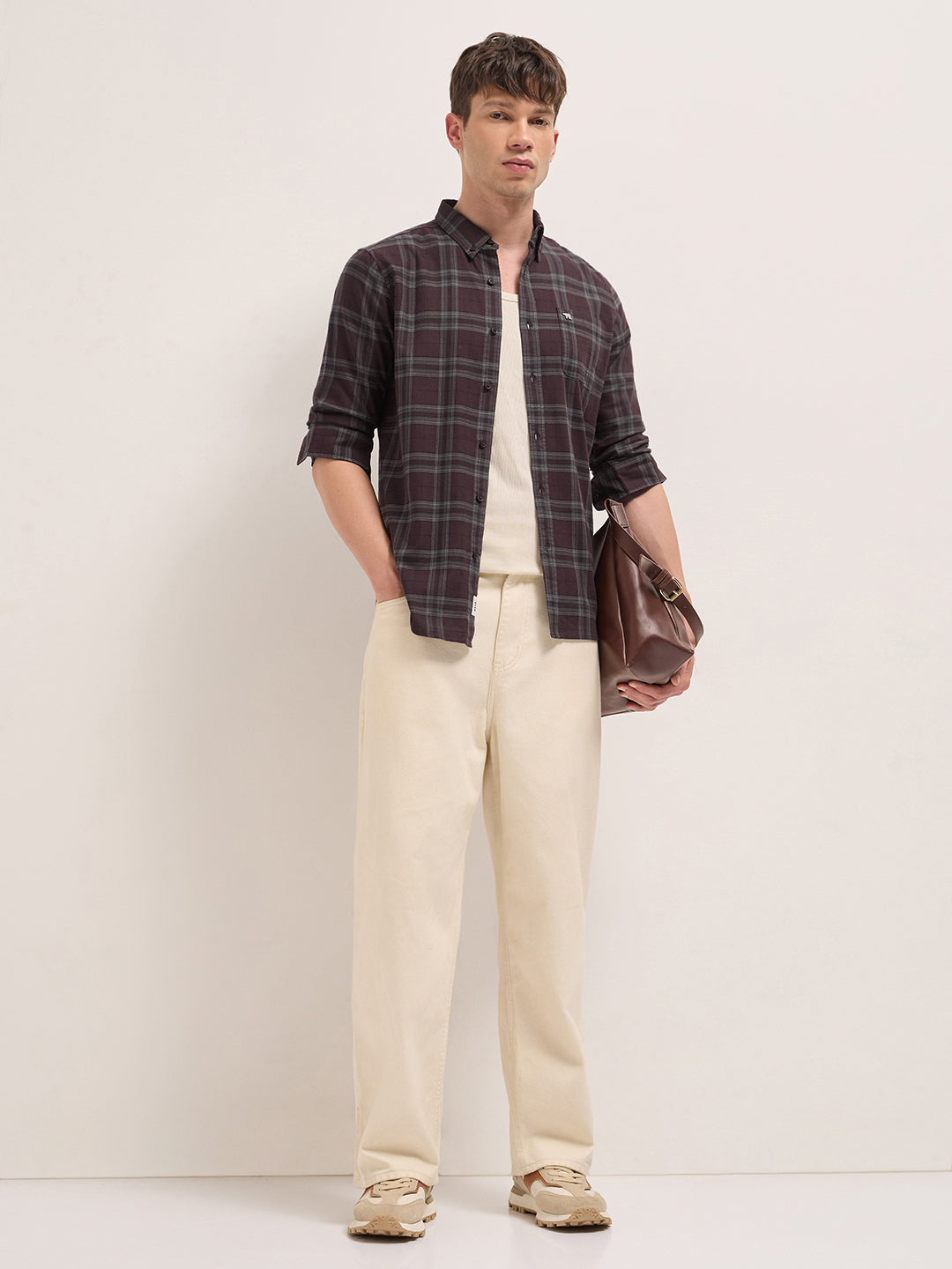 Men Cotton Checked Slim Fit Casual Shirt TBH-RAREN-MR