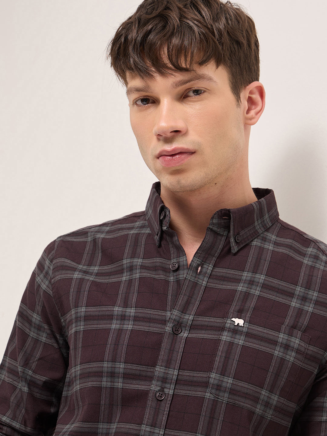 Men Cotton Checked Slim Fit Casual Shirt TBH-RAREN-MR