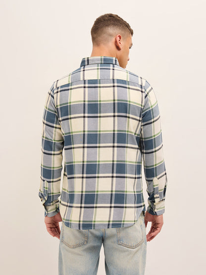 Men Cotton Checked Slim Fit Casual Shirt TBH-RETSE-BL