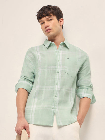Men Checked Relax Fit Casual Shirt TBH-RHODNE-GR
