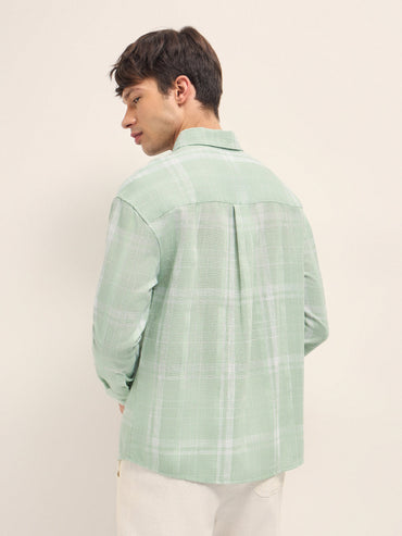 Men Checked Relax Fit Casual Shirt TBH-RHODNE-GR