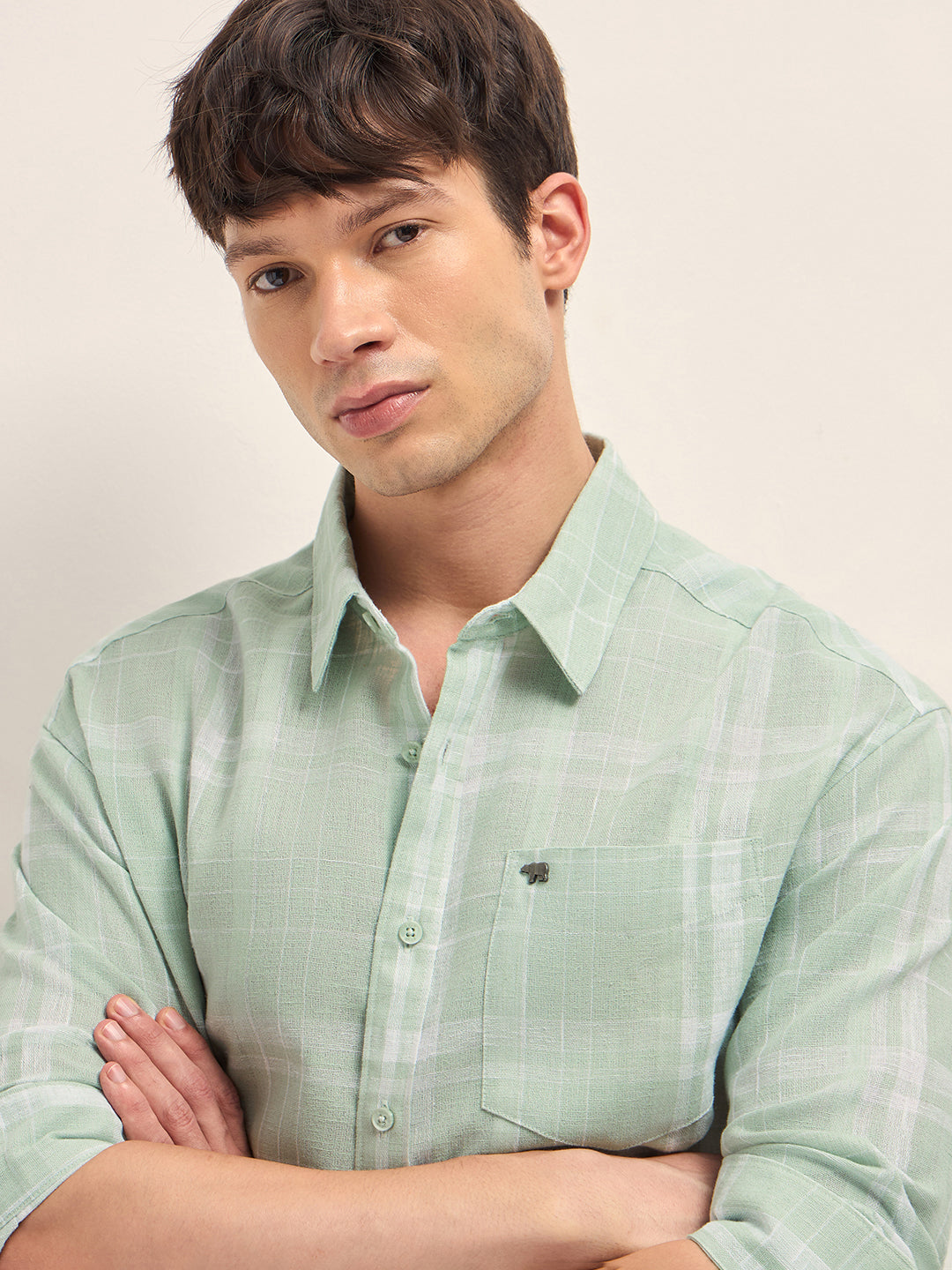 Men Checked Relax Fit Casual Shirt TBH-RHODNE-GR