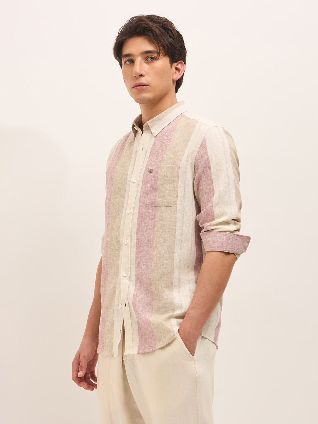 Men Cotton Striped Slim Fit Casual Shirt TBH-RUNARD-PK