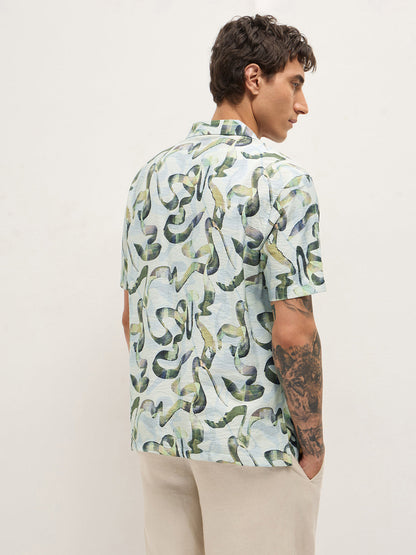 Men Abstract Printed Casual Shirt with Short Sleeves