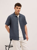 Men's Texturted Regular Fit Casual Shirt TBH-SEKI-BL | Bear House at Broadway