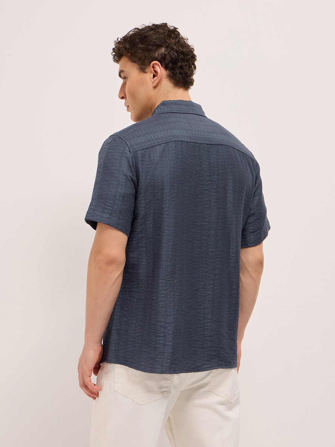 Men's Texturted Regular Fit Casual Shirt TBH-SEKI-BL