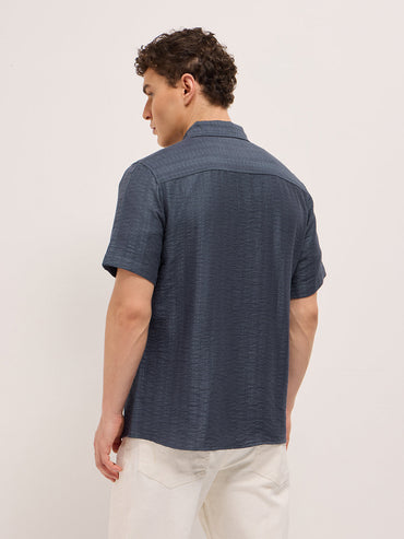 Men's Texturted Regular Fit Casual Shirt TBH-SEKI-BL
