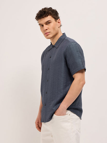 Men's Texturted Regular Fit Casual Shirt TBH-SEKI-BL