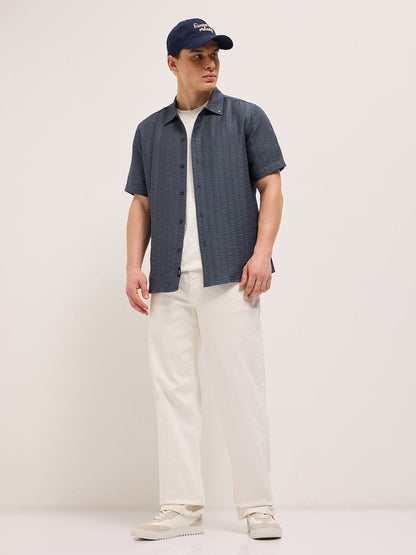 Men's Texturted Regular Fit Casual Shirt TBH-SEKI-BL