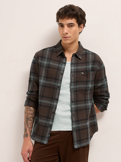 Men Cotton Checked Regular Fit Flannel Casual Shirt TBH-SHERR-BR