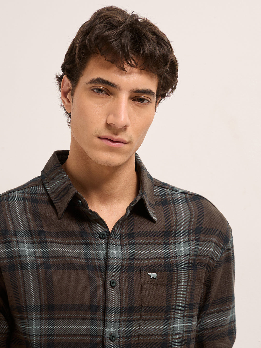 Men Cotton Checked Regular Fit Flannel Casual Shirt TBH-SHERR-BR