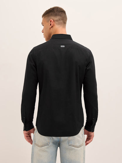 Men Cotton Solid Slim Fit Casual Shirt TBH-SOMALO-BK