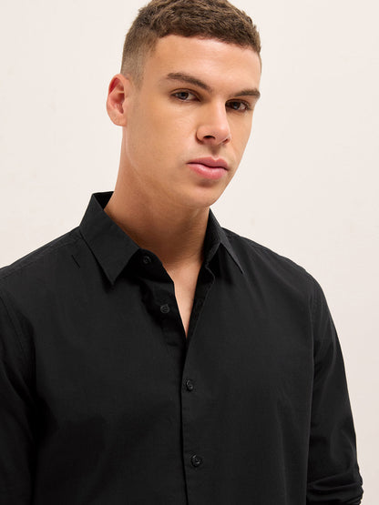 Men Cotton Solid Slim Fit Casual Shirt TBH-SOMALO-BK