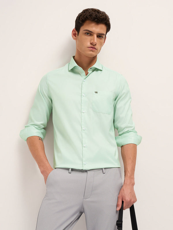 Men Herringbone Woven Design Tailored Fit Formal Shirt TBH-STALO-GR