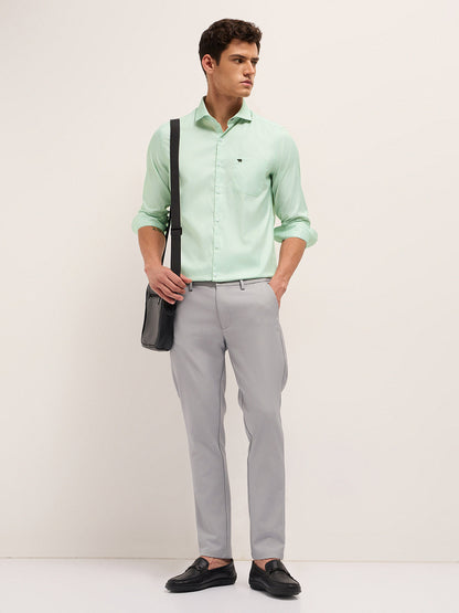 Men Herringbone Woven Design Tailored Fit Formal Shirt TBH-STALO-GR