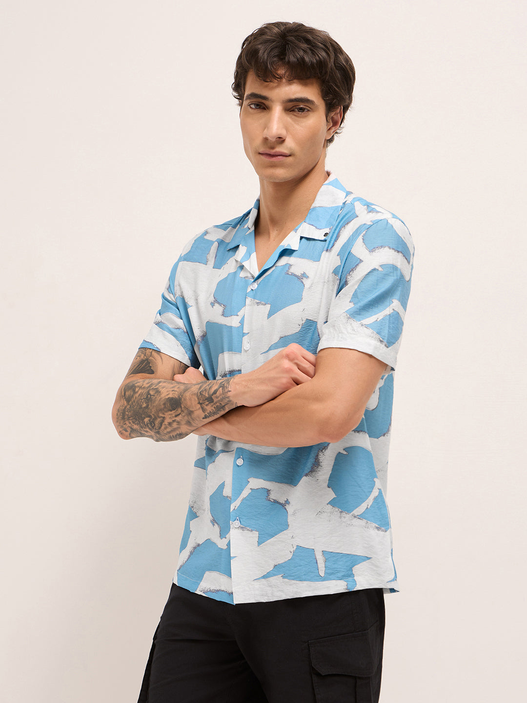 Men Abstract Printed Relax Fit Casual Shirt | Bear House at Broadway