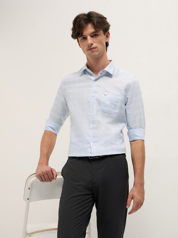 Men Cotton Checked Tailored Fit Formal Shirt TBH-TRIMO-BL