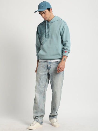 Men Blue Printed Regular Fit Hoodies TBH-WRAP-BL