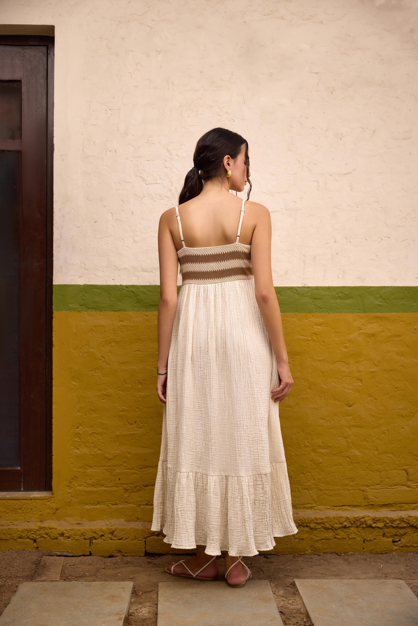 Brown Front Button-Down Maxi Dress