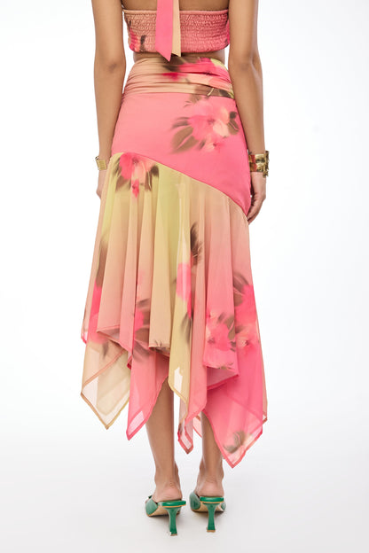 Tropical Bloom Ombre Maxi Skirt