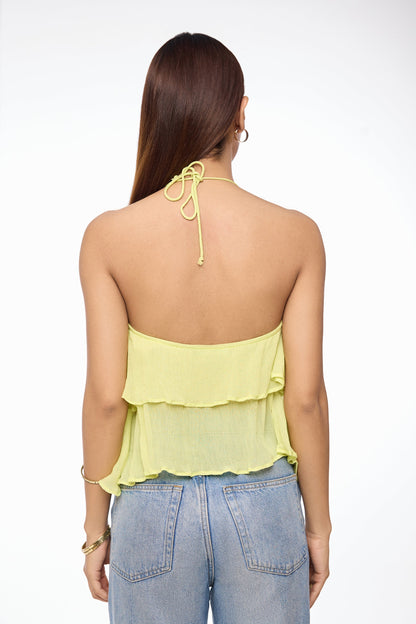 Malibu Crinkle Tiered Halter Top