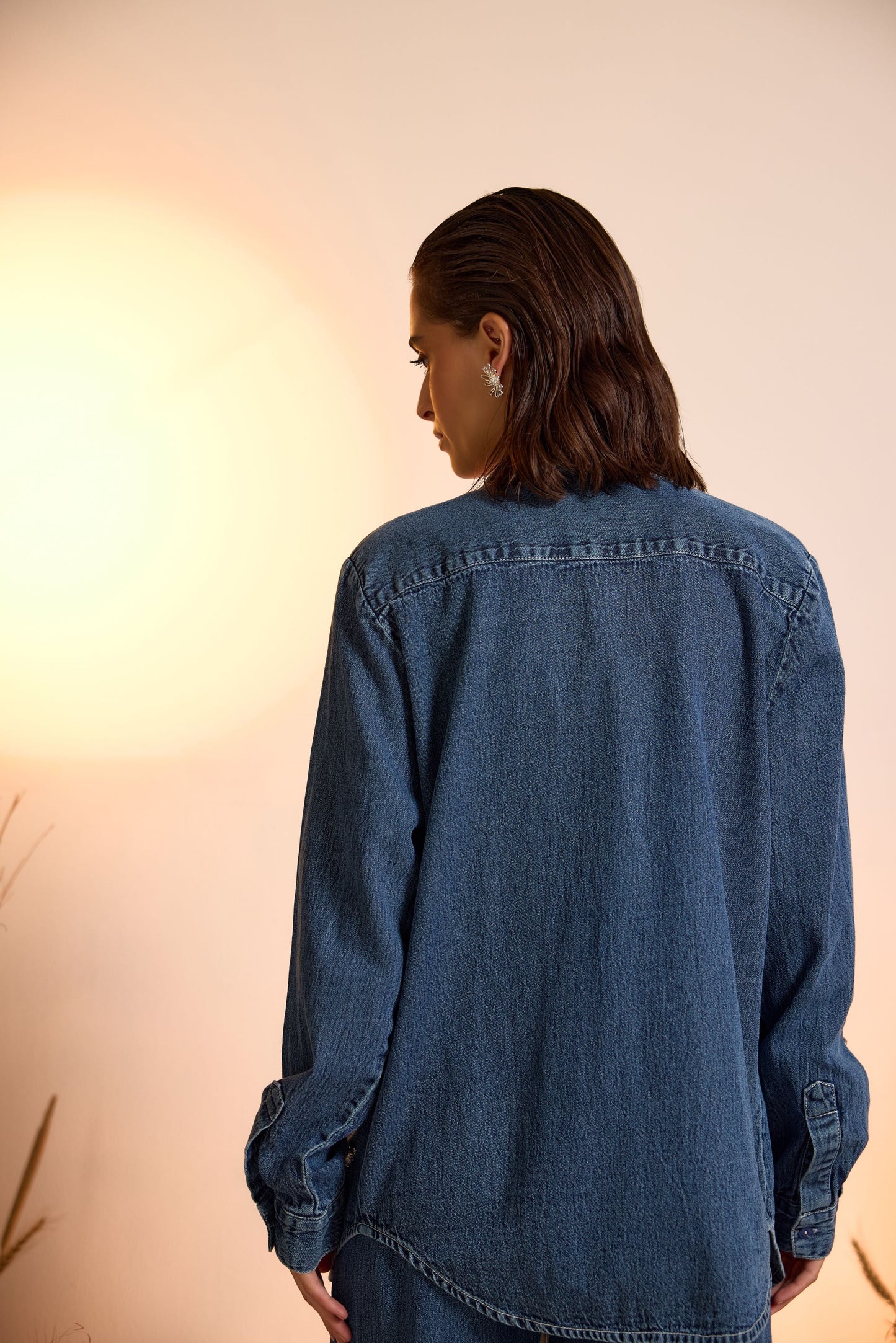 Crystal Studded Denim Shirt