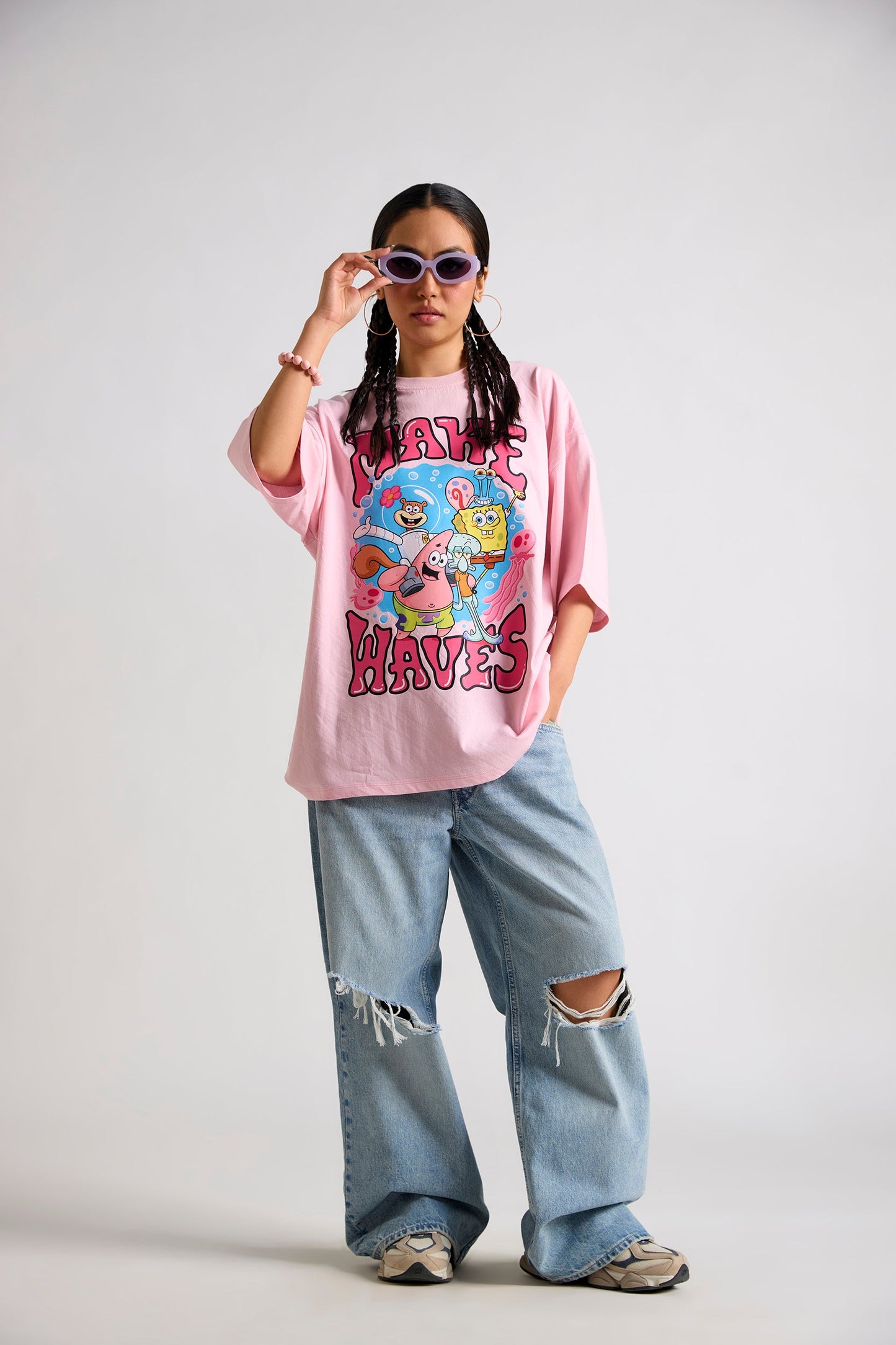 Spongebob:Make Waves Oversized T-shirt | The Clothing Factory at Broadway