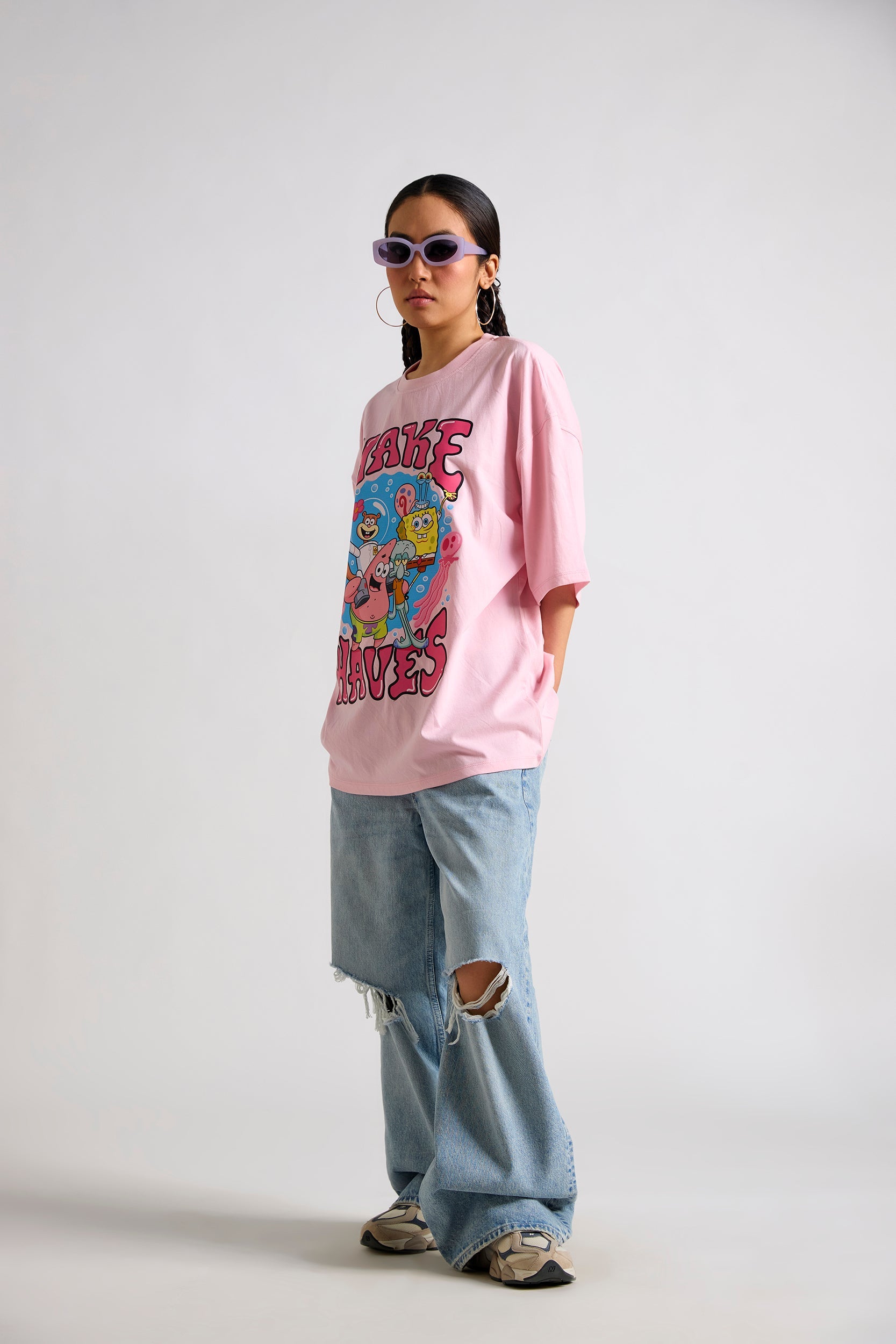 Spongebob:Make Waves Oversized T-shirt | The Clothing Factory at Broadway