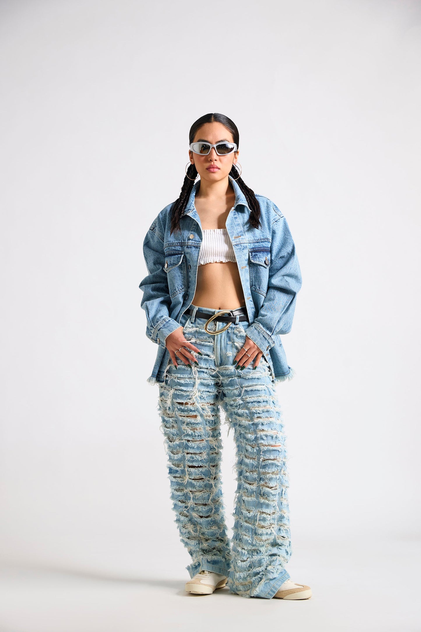 Spongebob:Stay Positive Canvas Oversized Denim Jacket