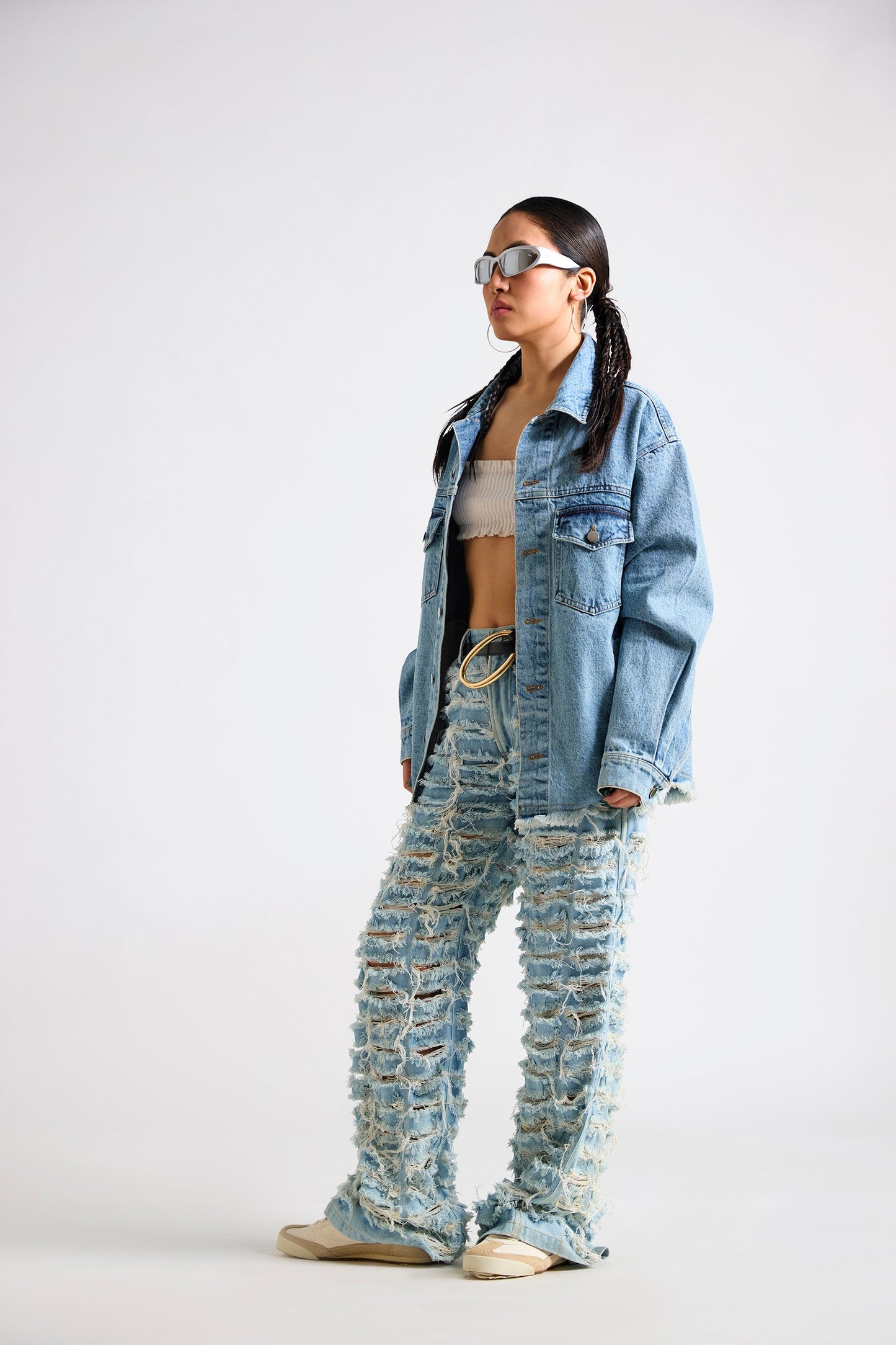 Spongebob:Stay Positive Canvas Oversized Denim Jacket