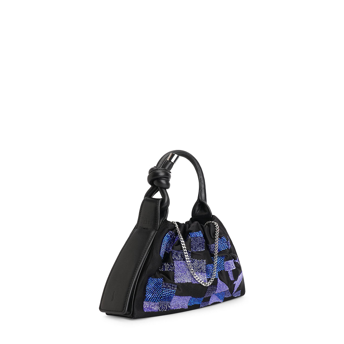 TINA BAGUETTE MINI RUCHED WAVE QUILT BLACK/PURPLE