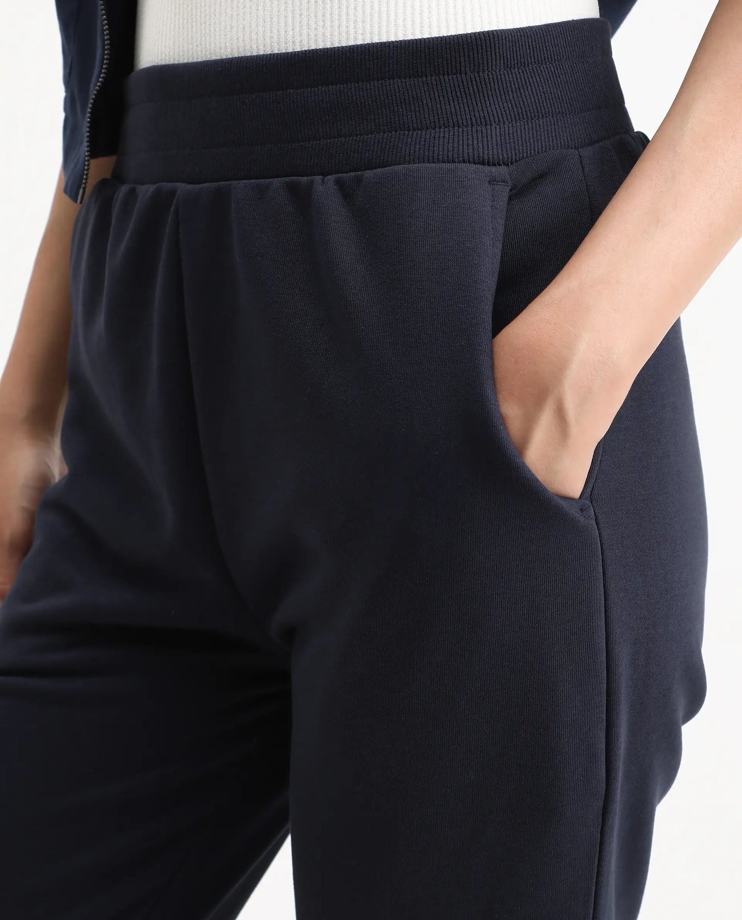Rareism Women's Tribon Navy Cotton Blend Straight Fit Track Pant | RAREISM at Broadway