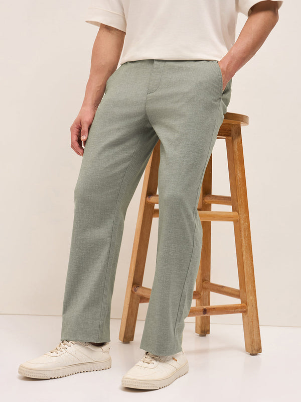 Men Mid Rise Solid Straight Fit Casual Trousers TRO-AMTER-OL